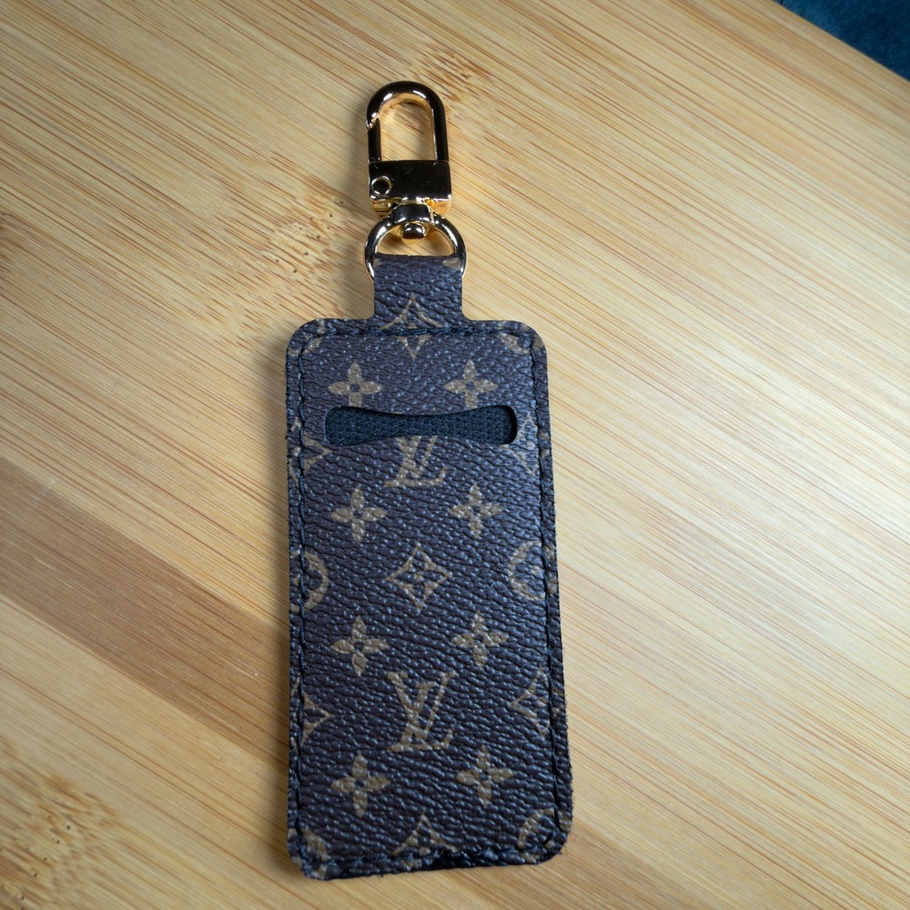 LV Luxury Lip Holder Keychain Brown, Gold Hardware